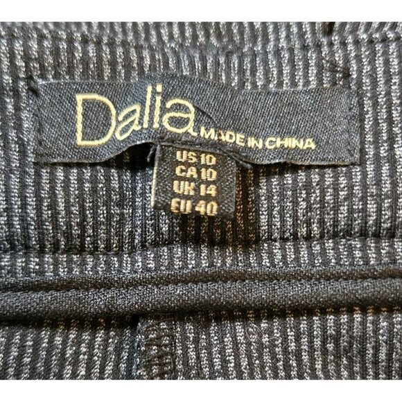 Dalia Black Gray Flat Front Pin Striped 10 Zipper Front Pockets Womans Pants - Picture 7 of 9